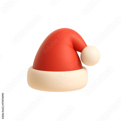 Matte 3D Santa Hat Icon — Christmas Festive Holidays Illustration