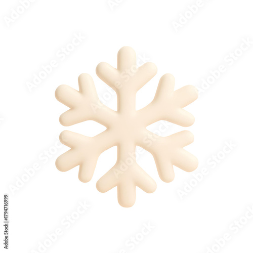 Matte 3D Snowflake Icon — Christmas Festive Holidays Illustration