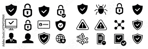 Security icons, data privacy and safe access graphic vector