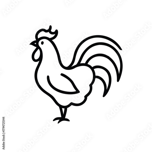 Artistic Rooster Line Drawing with Dynamic Form
