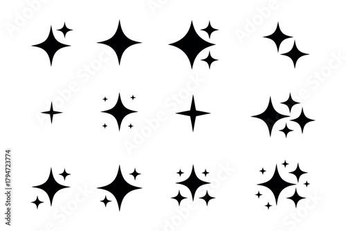 Star sparkles icon, twinkle and glitter graphic illustration