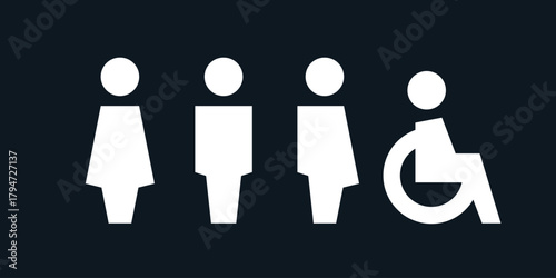 All gender restroom sign. Toilet line icon, linear style vector pictogram. WC gender symbol.
