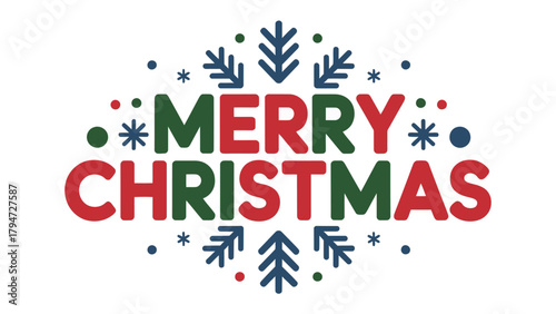 Festive Christmas Message: A cheerful Merry Christmas message, adorned with snowflake and Christmas tree elements, radiating the joy and anticipation of the holiday season.