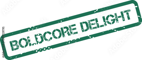 Boldcore Delight grunge style rubber stamp mark with a distressed textured visual effect