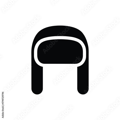 Winter hat with ear flaps icon. cold weather headwear symbol. ushanka design.