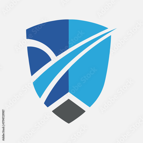 Symbol of Strength: An abstract shield with dynamic lines and geometric shapes evokes a sense of protection, security, and forward momentum. The emblem represents stability, trust.