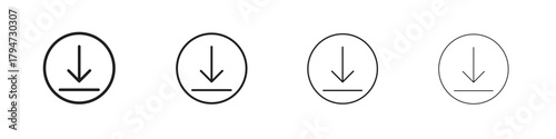 Download button icon, modern stroke line art logotype graphic design pack