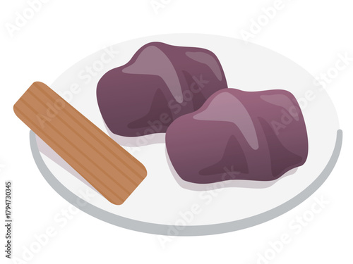 三重県の人気土産 赤福餅をイメージした和菓子のシンプルなイラスト