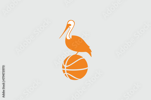 abstract swan with basketball vector image template