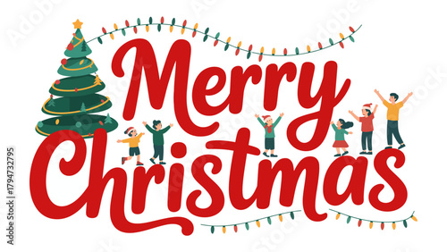 Christmas Cheer: Festive holiday illustration, showcasing the joy and excitement of Christmas with people.