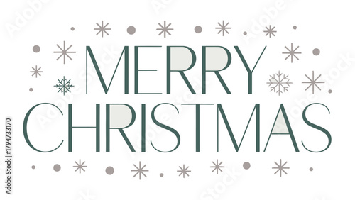 Christmas cheer in Festive Lettering: A seasonal illustration of 'Merry Christmas' in stylish font, embellished with snowflakes and a touch of festive flair.