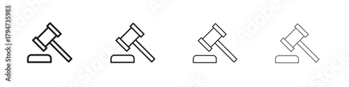 Gavel icon, modern stroke line art logotype graphic design pack