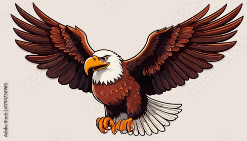 Majestic bald eagle soaring with open wings