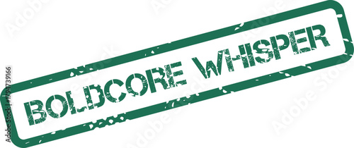 A Boldcore Whisper distressed green rubber stamp conveying subtle messages and quiet communication