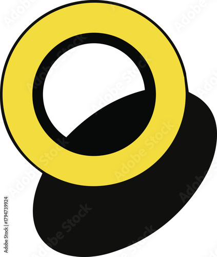 Yellow ring with shadow graphic design element for user interface, website, app, or presentation