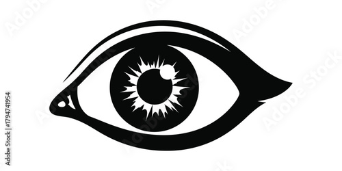 Abstract Eye Icon - Symbolic Representation of Vision and Perception in Black and White Design