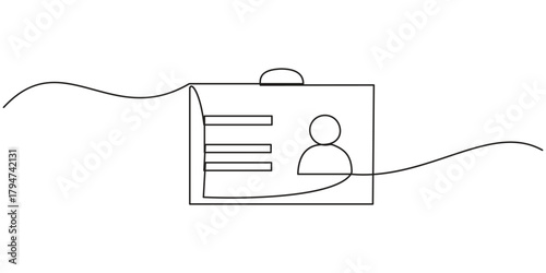 Continuous line drawing badges id cards holders isolated on transparent background. Vector illustration