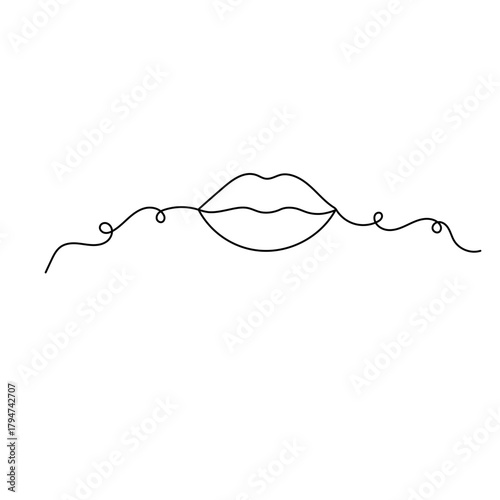 One line minimalist lips kiss vector illustration
