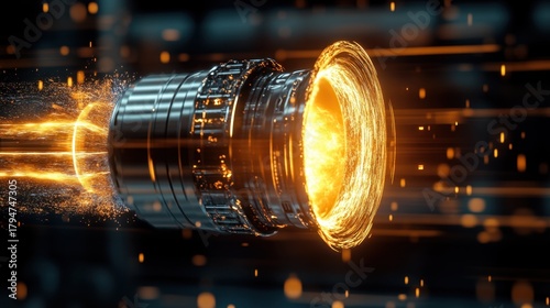 Close Up of Active Engine Ignition with Fire Trail Effect