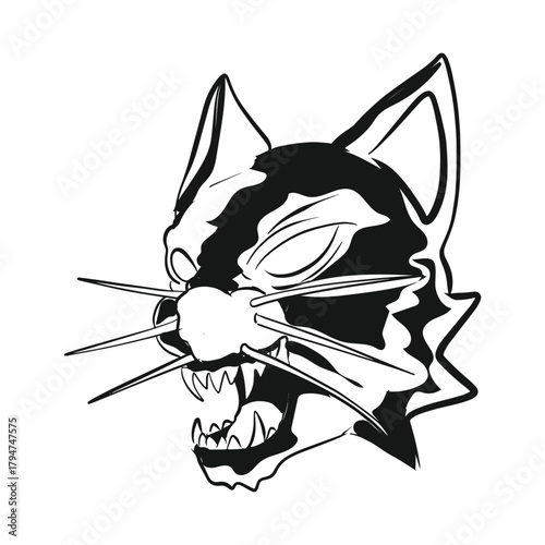Spooky Vector Sticker of black cat 