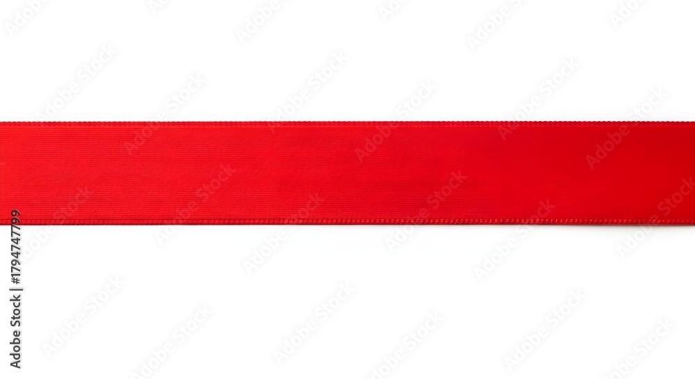 Obraz premium Horizontal Red Ribbon Strip Isolated on White Background