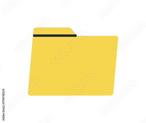 Minimal yellow folder icon representing digital file organization, document management, data storage, computer directory structure, office archiving system and structured information workflow.