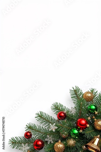 Wallpaper Mural Detailed Pine Branch with Festive Decorations and Snowflakes in Elegant Christmas Composition Torontodigital.ca