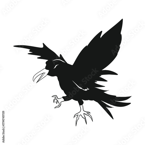 Spooky Vector Sticker of black raven