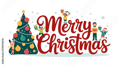 Festive Season Greetings: Capturing the spirit of togetherness, a vibrant composition celebrating the joy of Christmas, embellished with gifts and a dazzling tree.