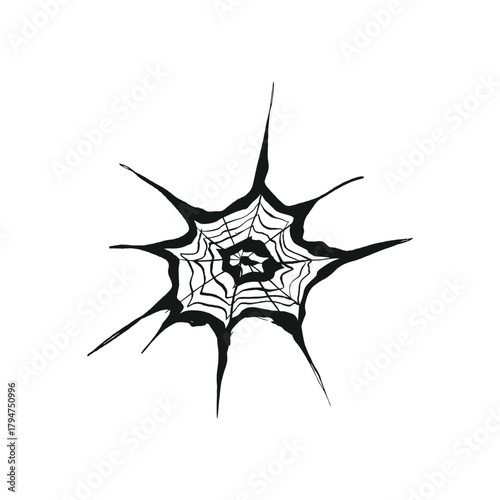 Spooky Vector Sticker of cool spider web