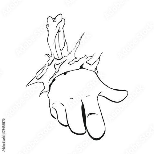 Spooky Vector Sticker of hand and bones