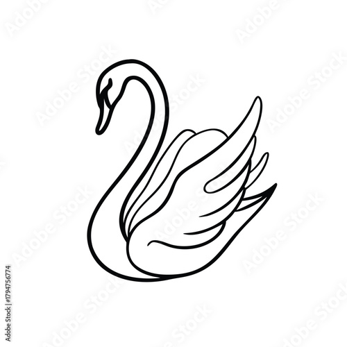A Swan Silhouette Drawn in Flowing Lines