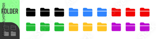 File folder icon set. Design for app, logo etc.  Colorful document folders. folder icon set. File document archive icon. Vector EPS 10