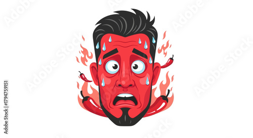 Fiery torment of spicy chili face expression hot sauce intensity challenge