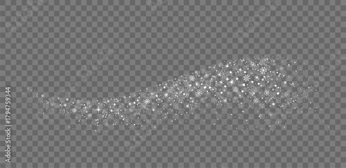 Frozen winter wave with many snowflakes, flakes and snow swirl
