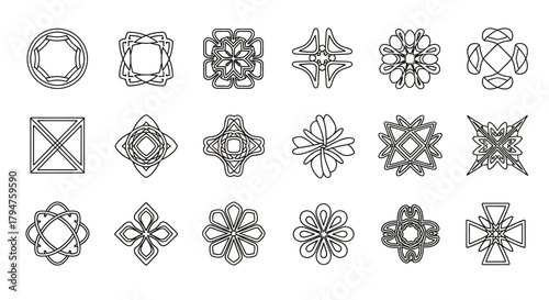 A collection of diverse geometric designs offers versatile elements for creative projects and