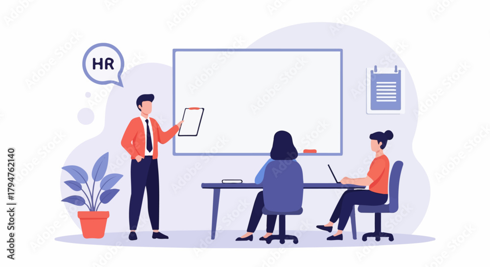 Obraz premium HR Training Presentation with Whiteboard