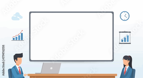 Business Meeting with Presentation Board