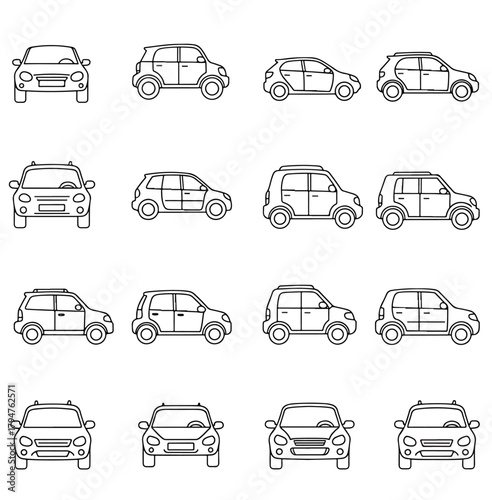 Collection of Vintage Automobile Icons for Design Projects
