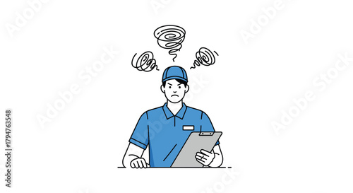 Frustrated Worker Thinking Hard About Difficult Tasks