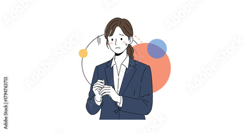 Young business woman thinking about deadline and time management