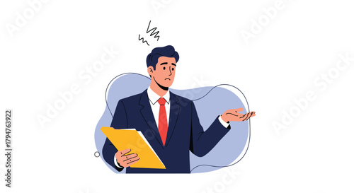 Businessman Confused by Complex Information Overload