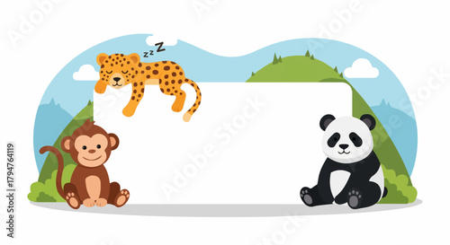 Cartoon Animals with Banner
