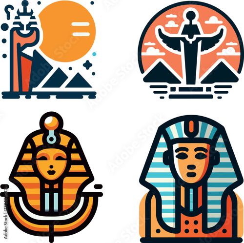  Ancient egypt logo icon vector white background .