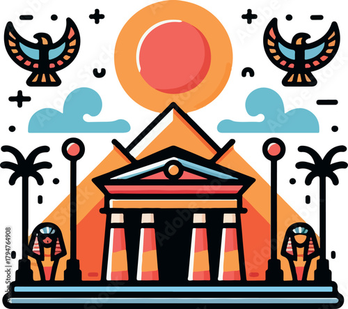  Ancient egypt logo icon vector white background .