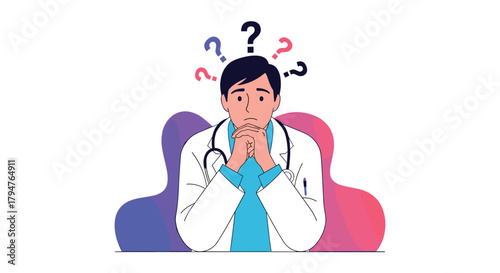 Doctor Pondering Medical Decisions with Confusion and Doubt