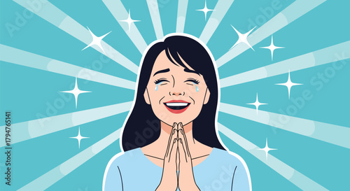 A Woman's Joyful Expression Under Bright Light Rays