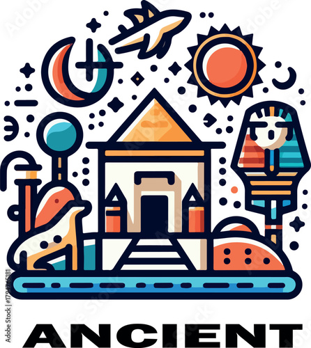  Ancient egypt logo icon vector white background .