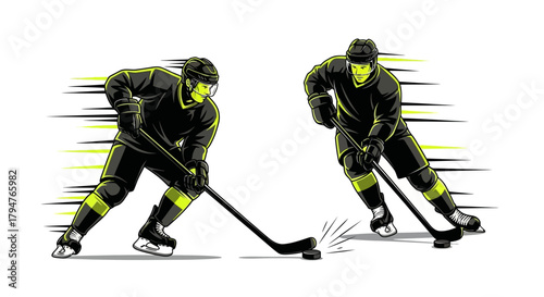 Dynamic hockey players in action, perfect for sports themed designs, promotional materials, or adding excitement to your next project