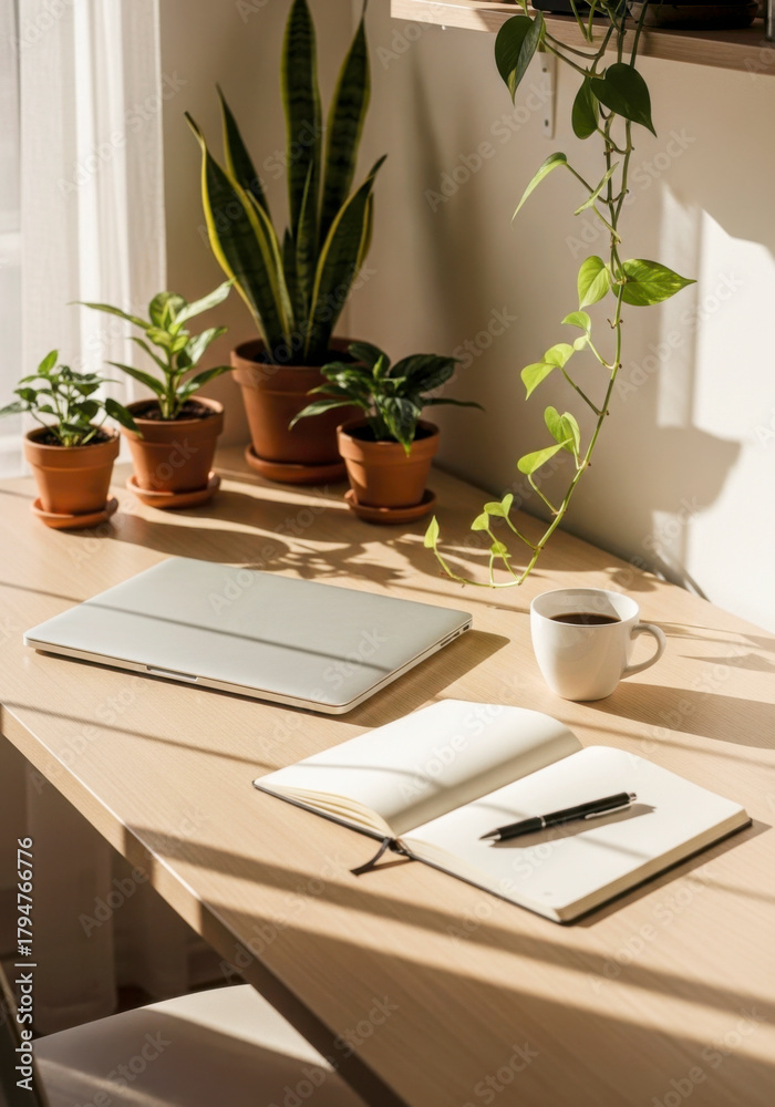 Fototapeta premium Cozy Minimalist Home Office Desk